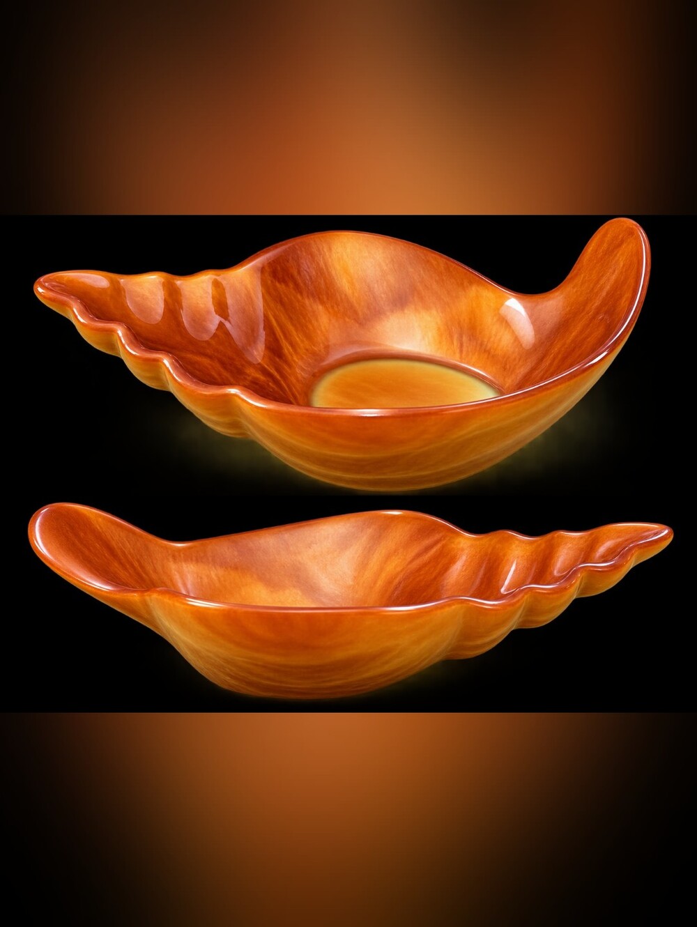 Handmade Resin Conch Shell Dish: Amber-Bronze Costal Decor